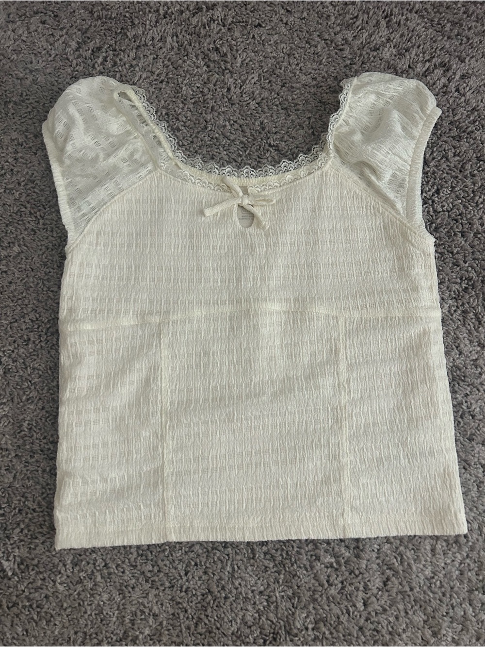 The Children's Place Cream Lace-Trim Cap Sleeve Tank